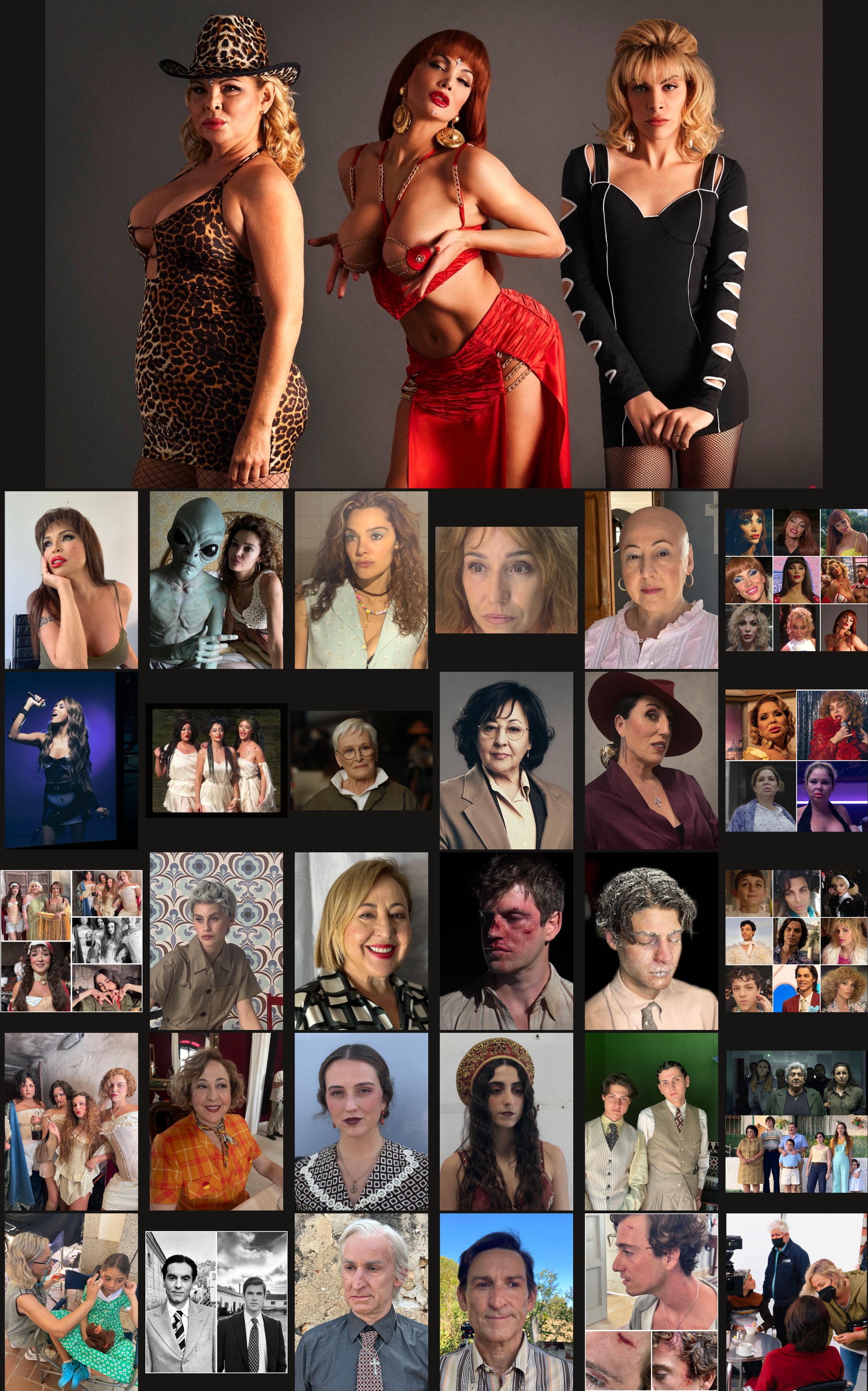 Collage de personajes y trabajos de maquillaje de Mariló Osuna